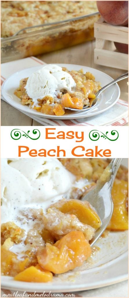 easy peach cake, almindeligvis kaldet peach dump cake