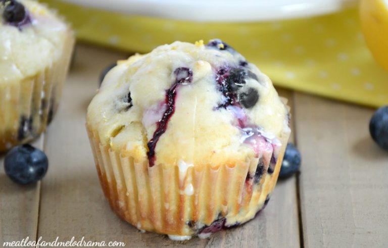 Glazed Lemon Blueberry Muffins - Meatloaf and Melodrama