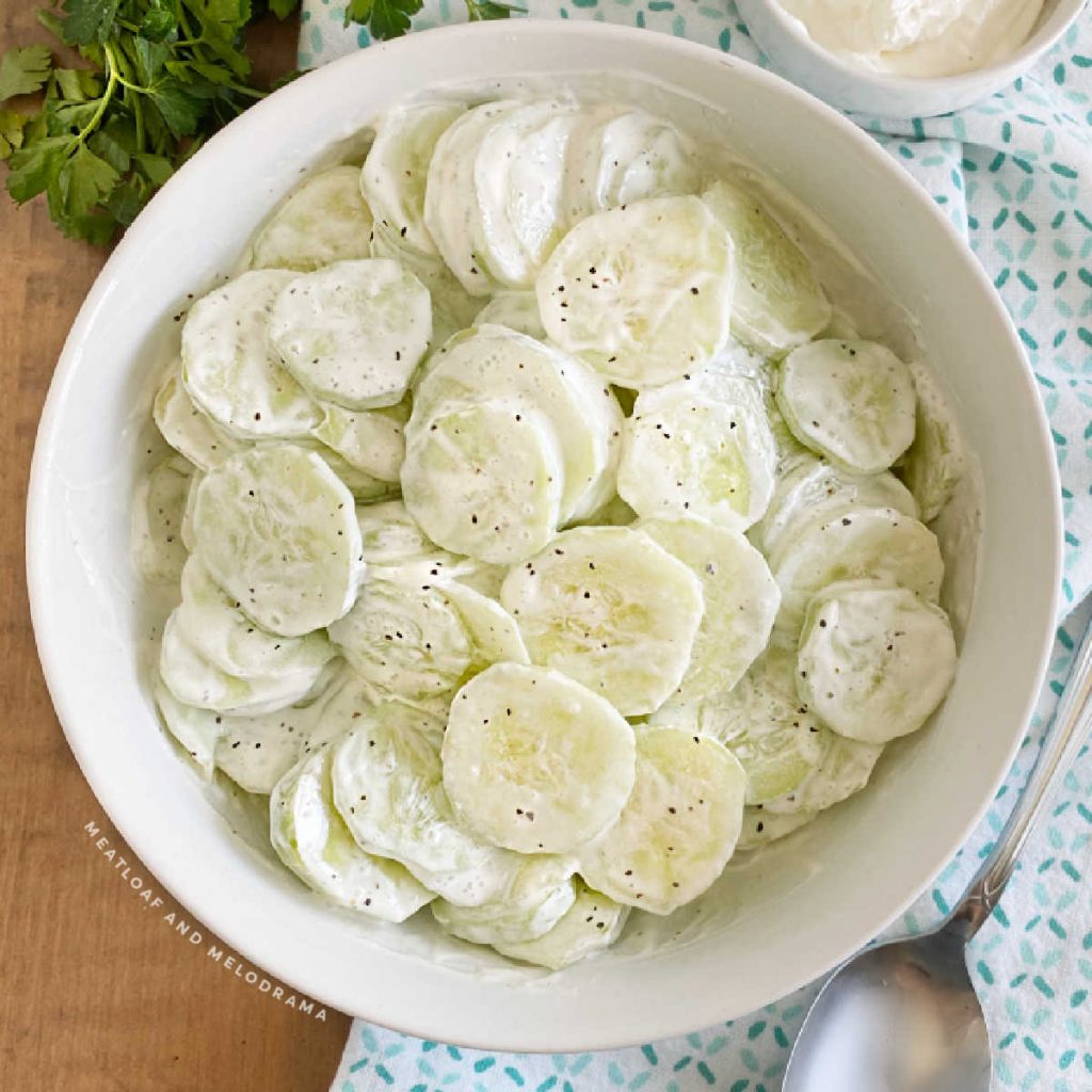 Creamy Cucumber Salad With Sour Cream Meatloaf And Melodrama