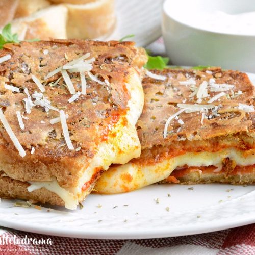 Parmesan Crusted Pepperoni Pizza Grilled Cheese - Meatloaf and Melodrama