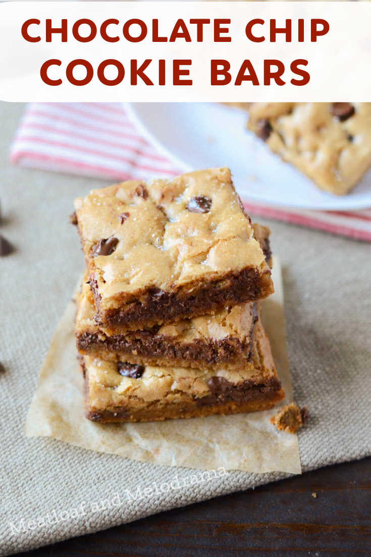 Chewy Chocolate Chip Cookie Bars - Meatloaf and Melodrama