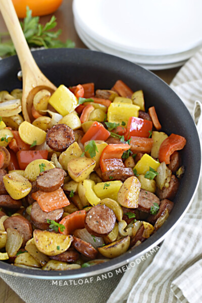 Kielbasa, Potatoes and Peppers (Easy One Pan Meal) - Meatloaf and Melodrama