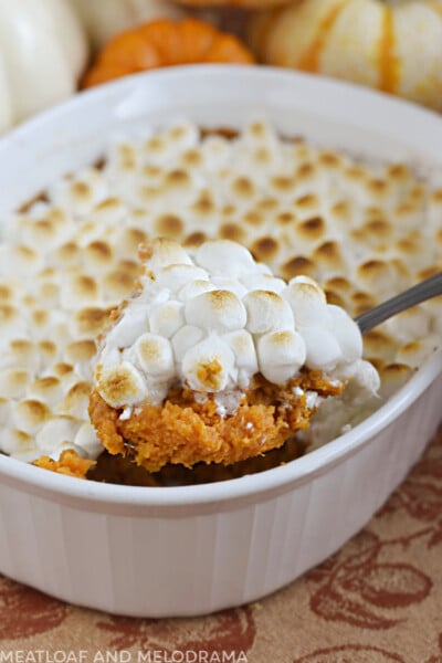 Sweet Potato Casserole with Marshmallows (no eggs) - Meatloaf and Melodrama