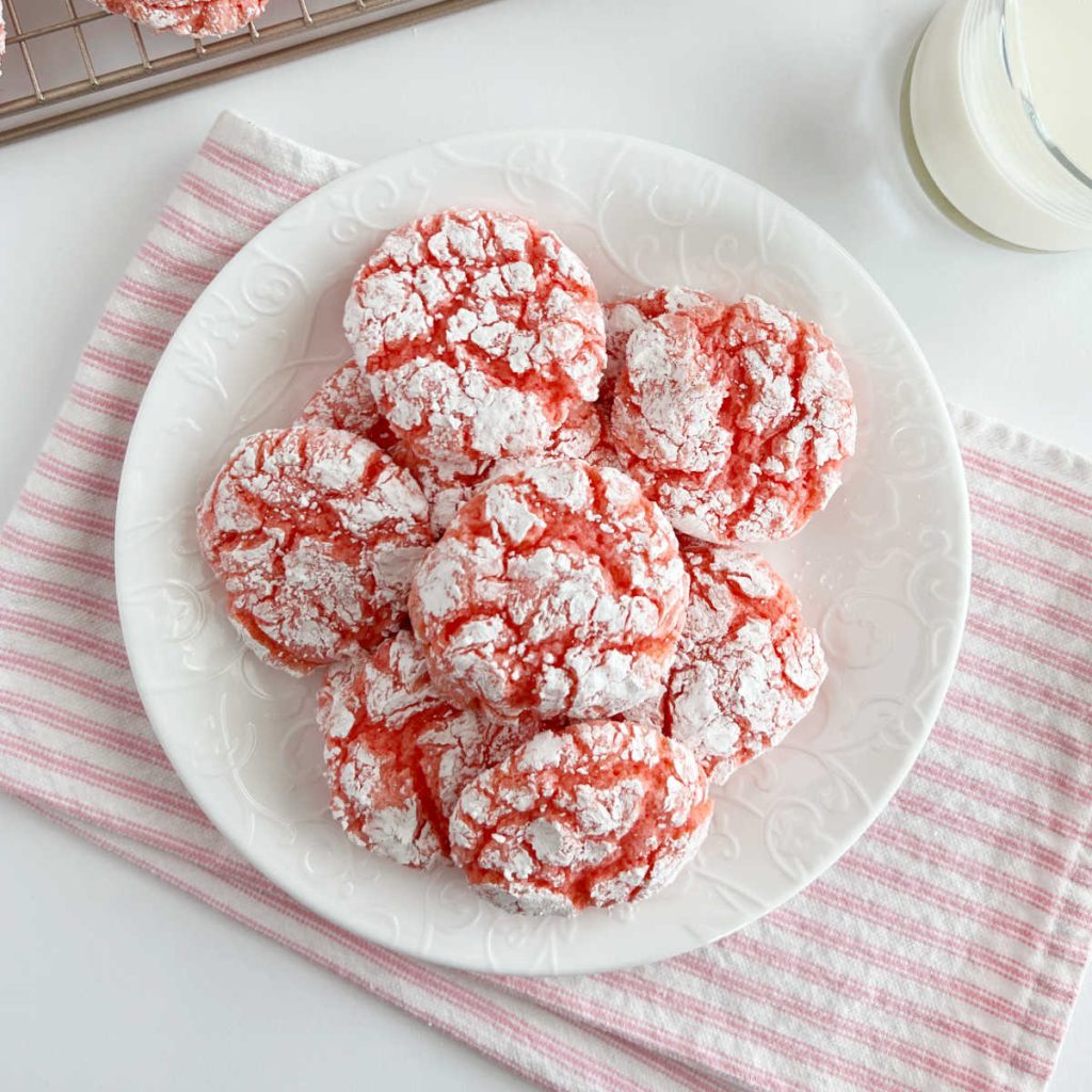 Easy Strawberry Crinkle Cookies with Cake Mix - Meatloaf and Melodrama