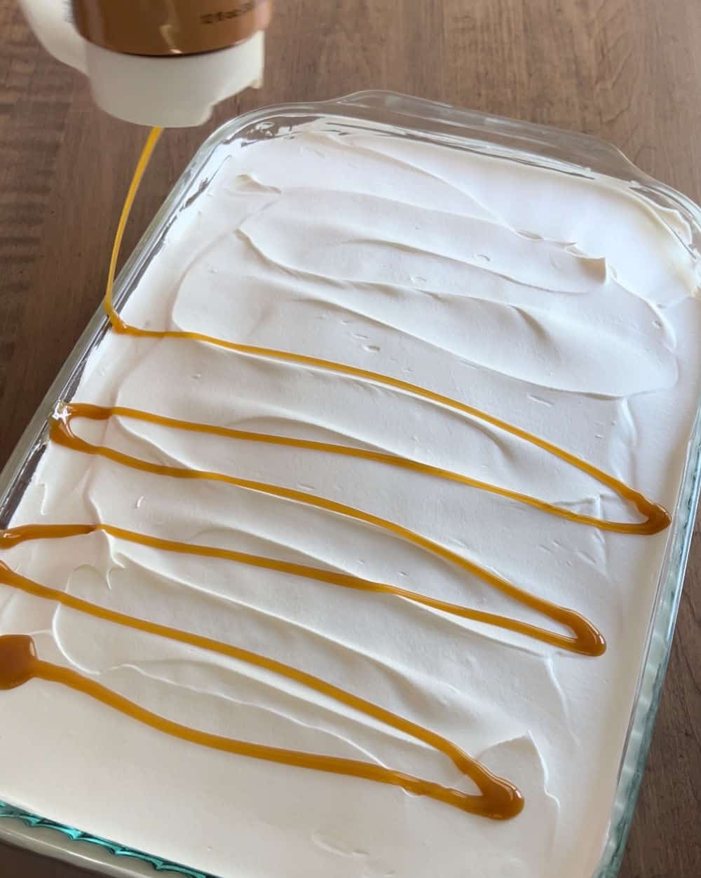 drizzle caramel sauce over whipped topping.