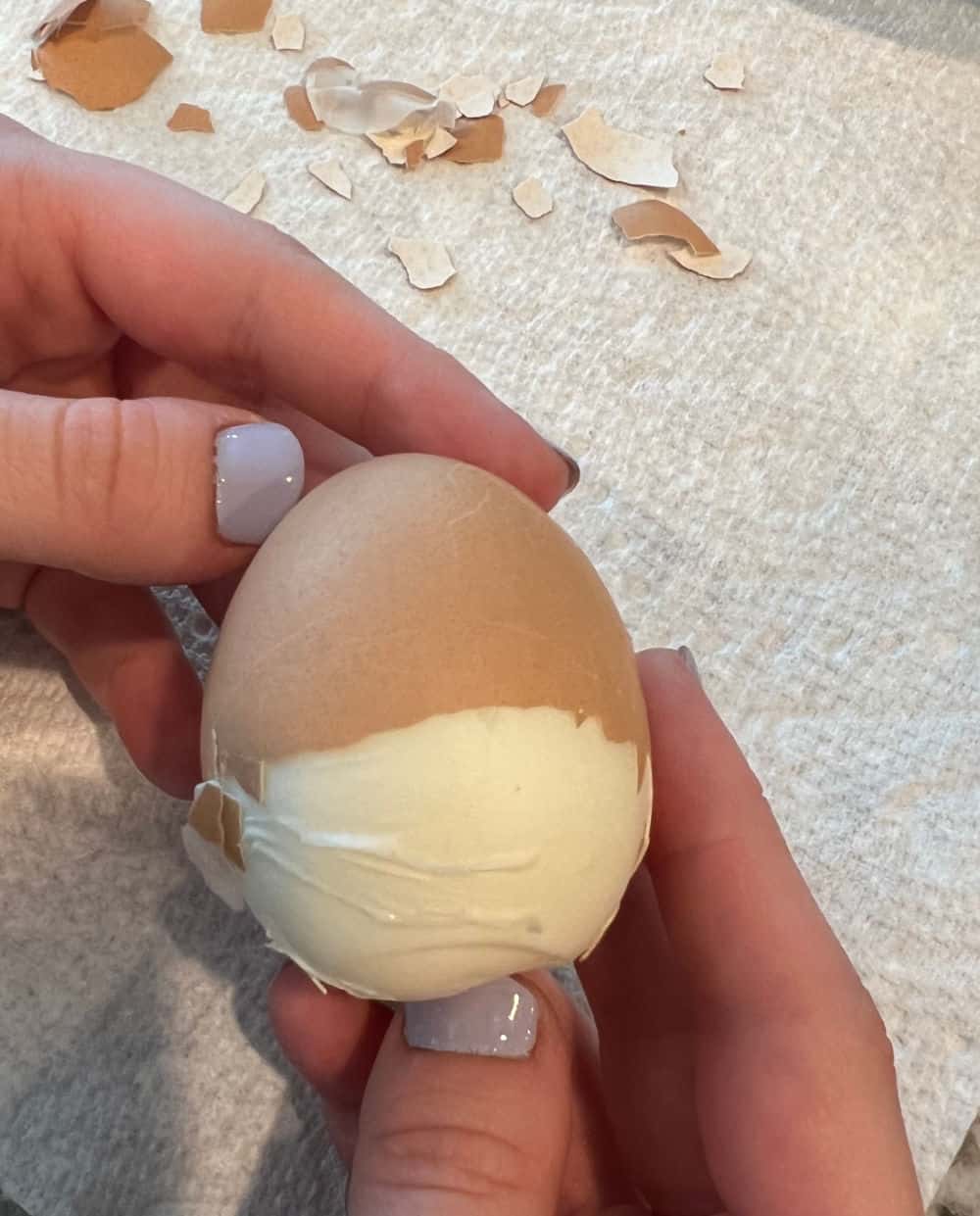 peel hard cooked egg.