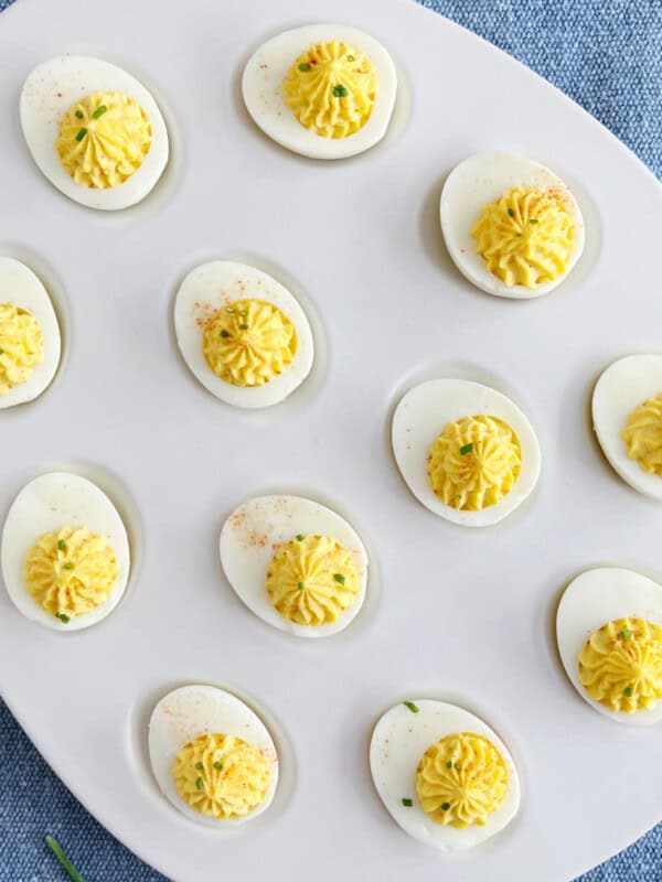 tray of deviled eggs.