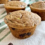 zucchini banana muffins with chocolate chips.