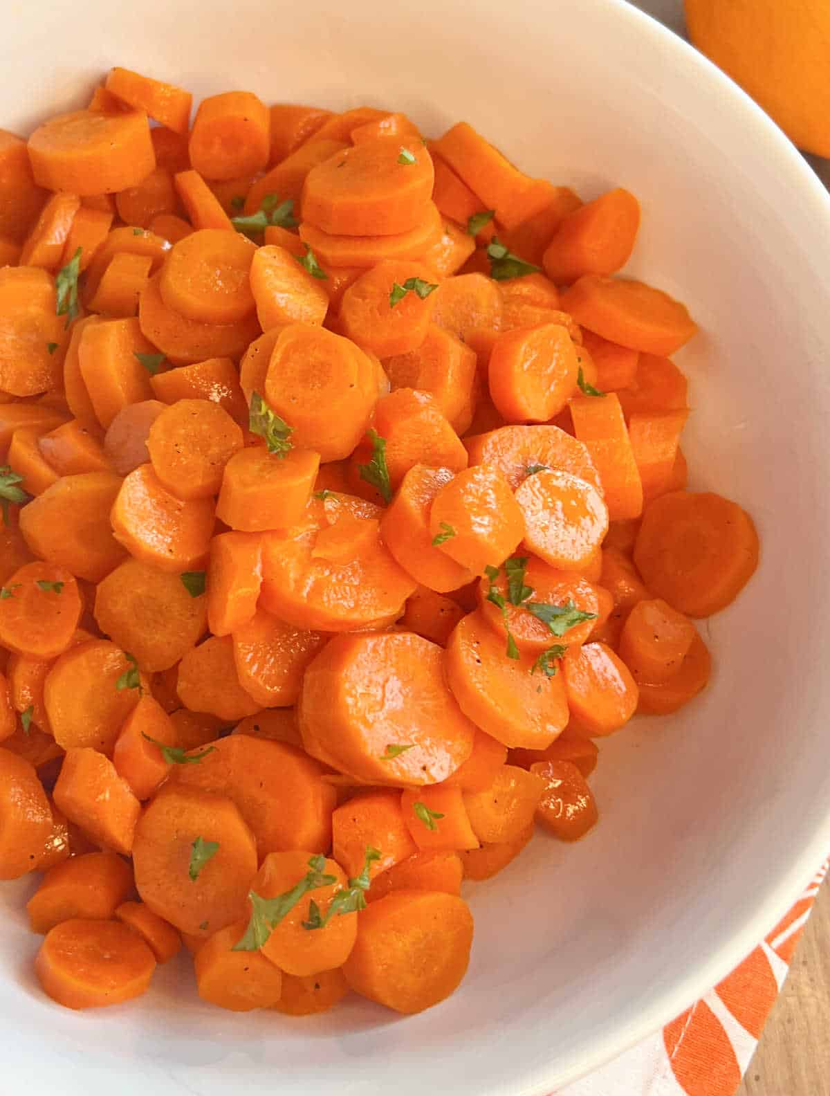 glazed carrots with parsley.