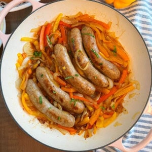 italian sausages, peppers and onions in a large skillet.