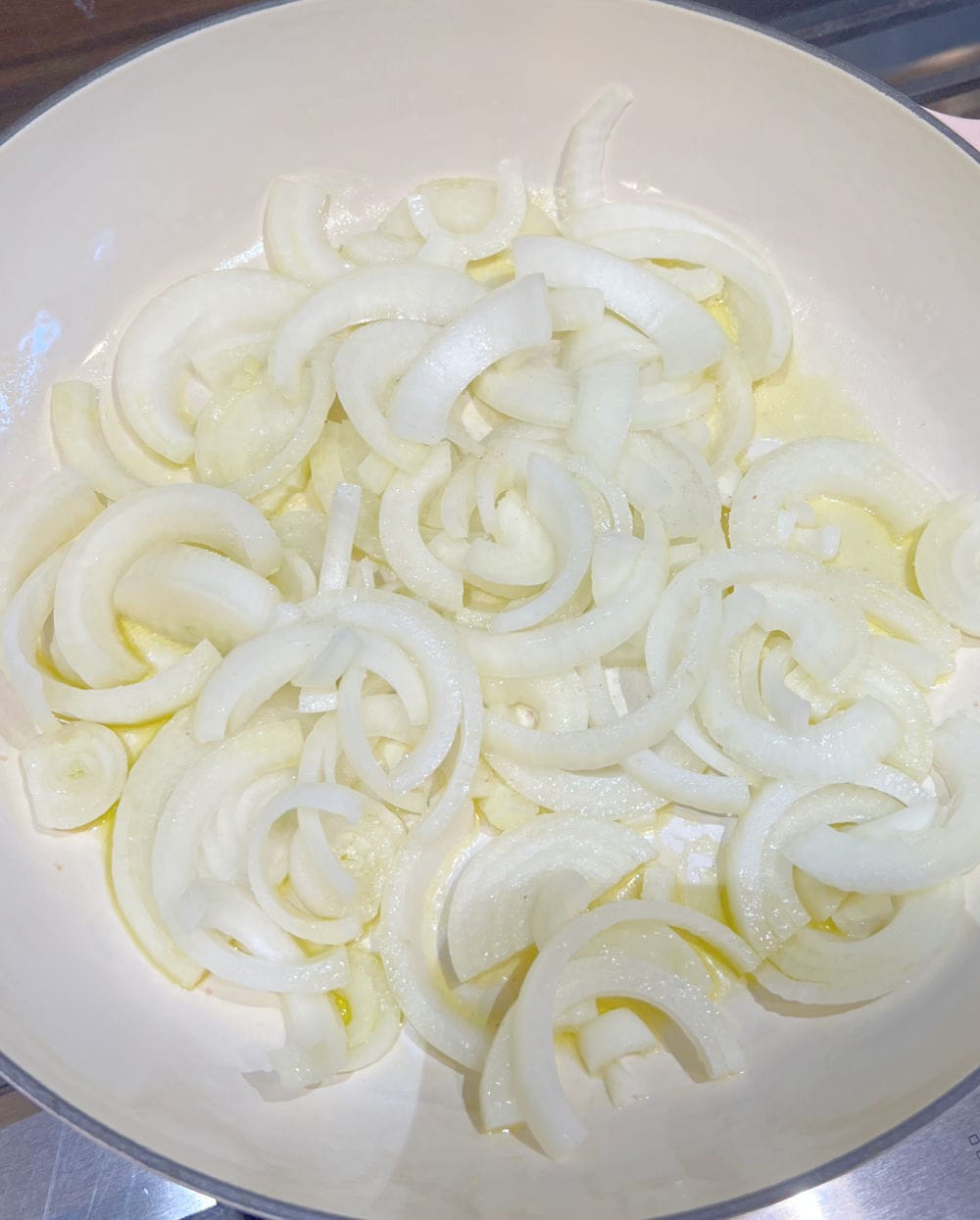 saute sliced onions in skillet.