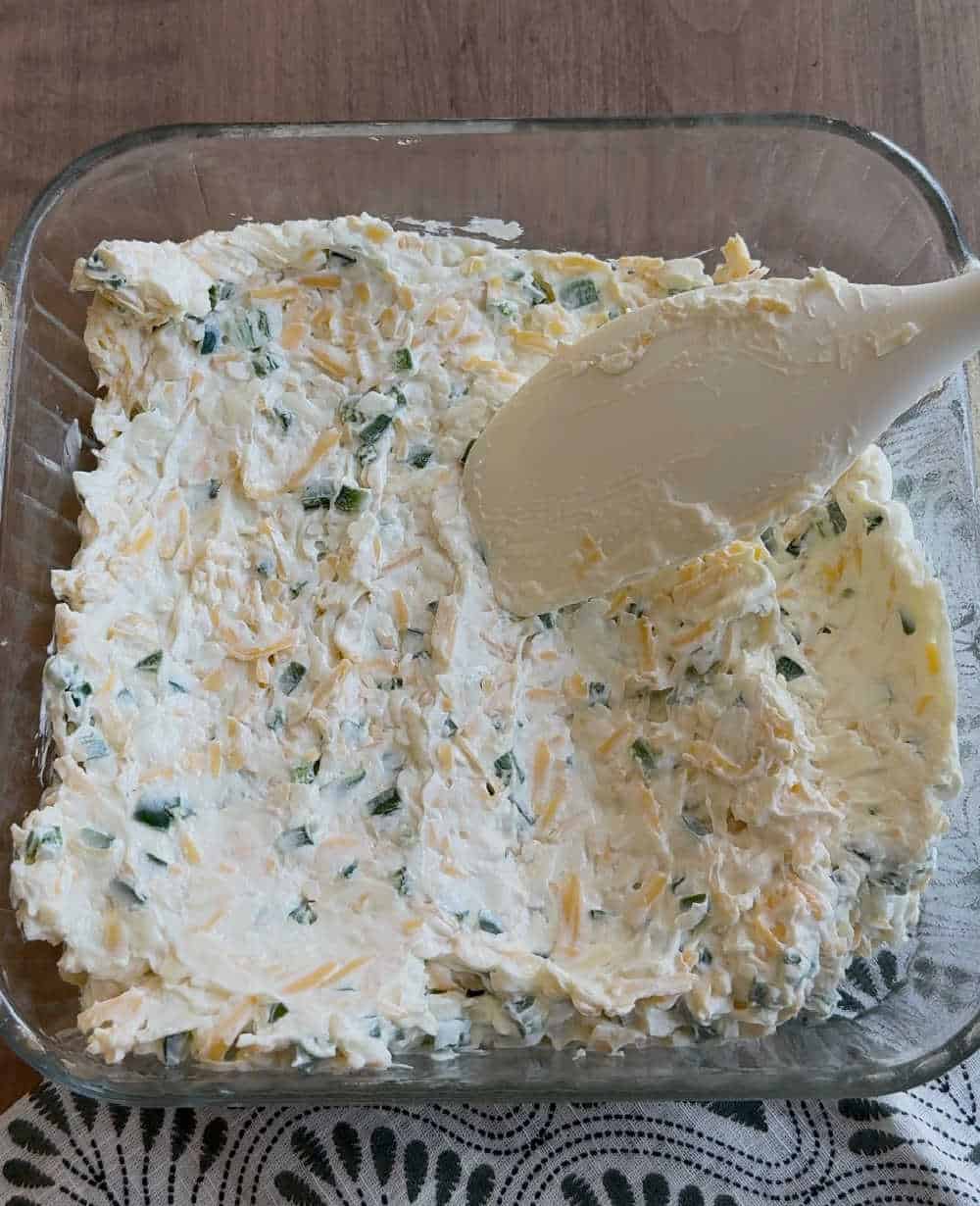 spread dip mixture in baking dish with spatula.