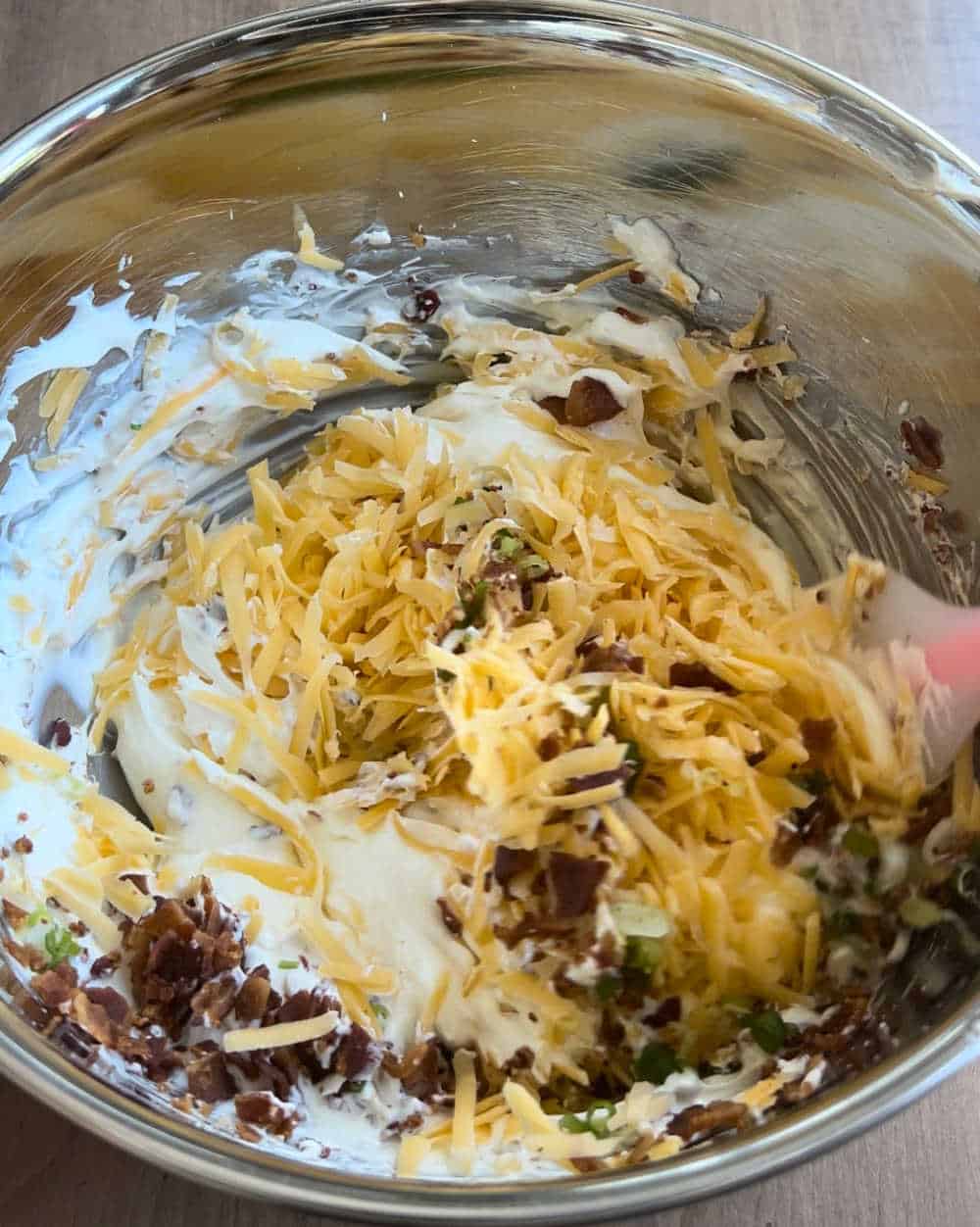 mix dip ingredients in mixing bowl.