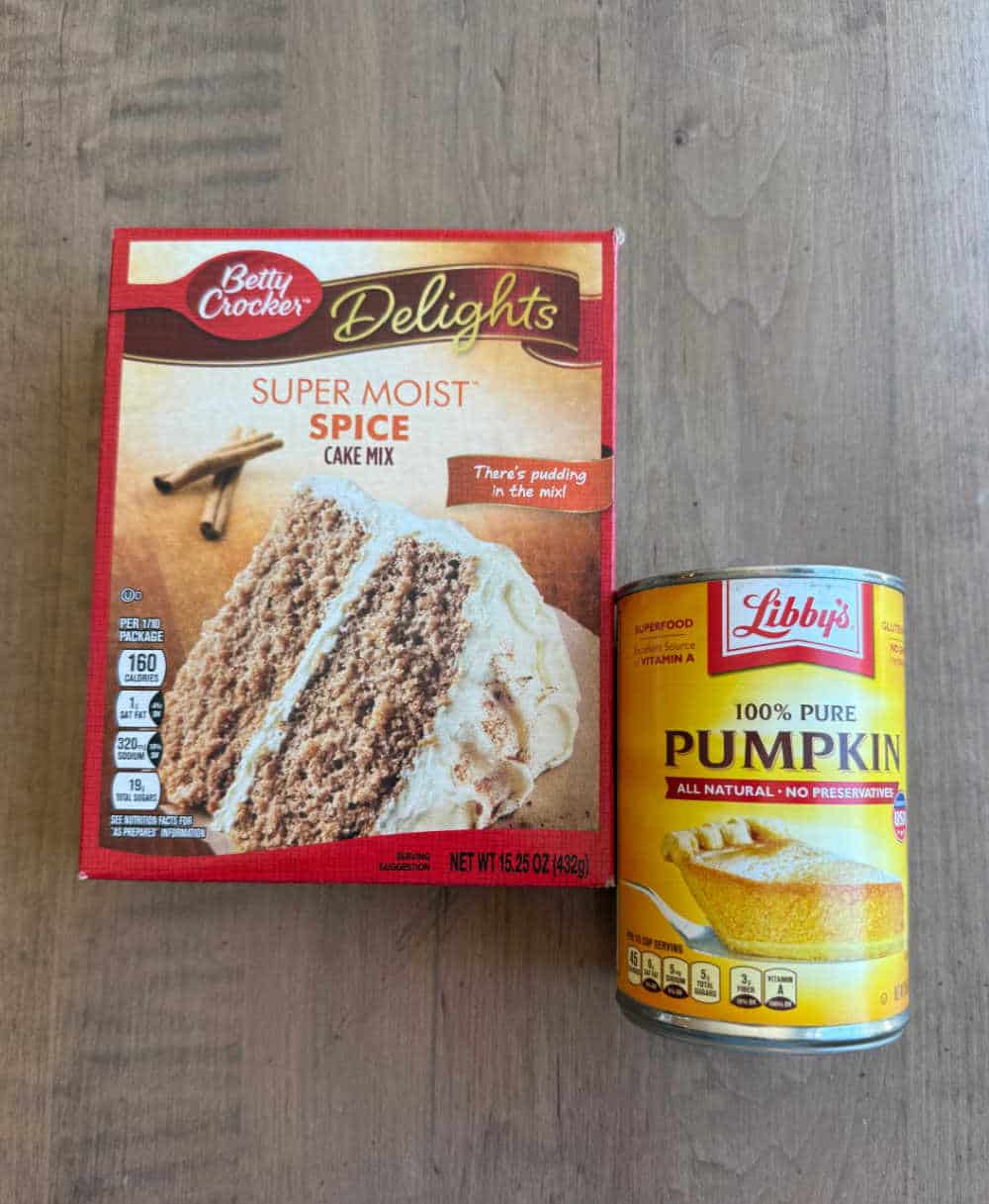 cake mix and canned pumpkijn.