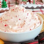 candy cane dip with crushed peppermint candies.