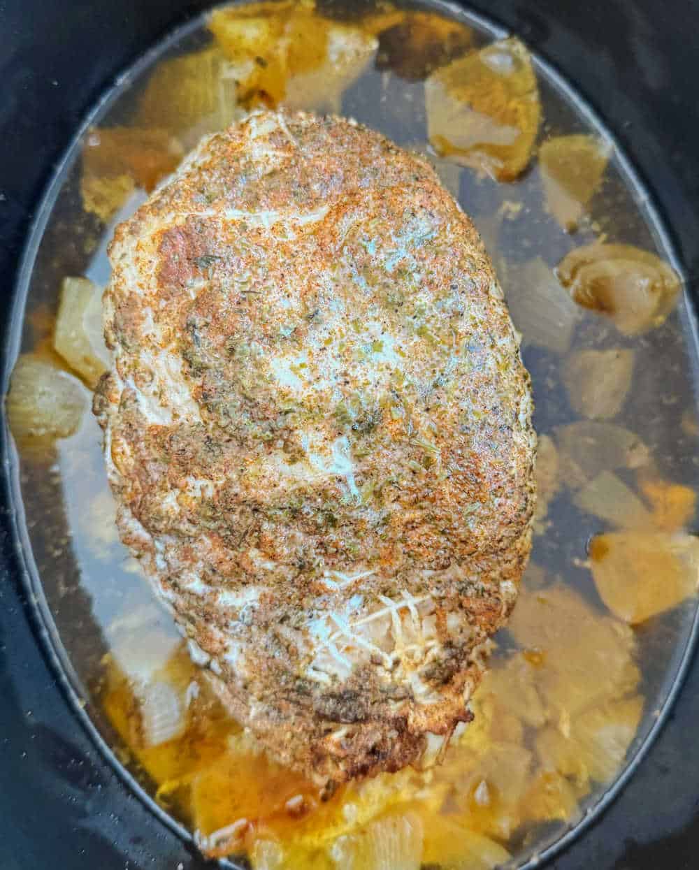 slow cooked turkey breast in slow cooker.