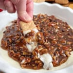 pecan pie dip on graham cracker.