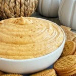 pumpkin cream cheese dip in serving bowl.