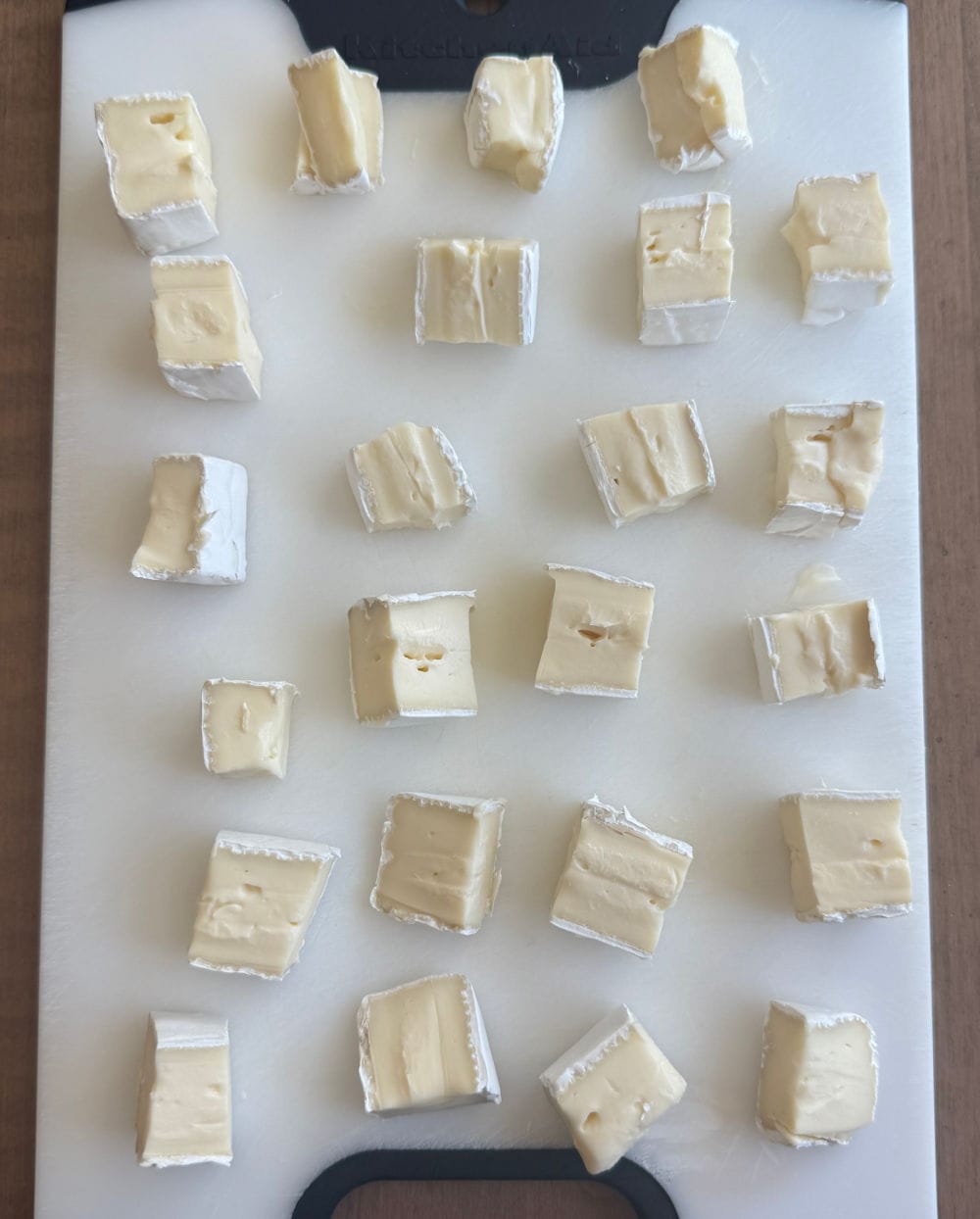 cubed brie cheese.