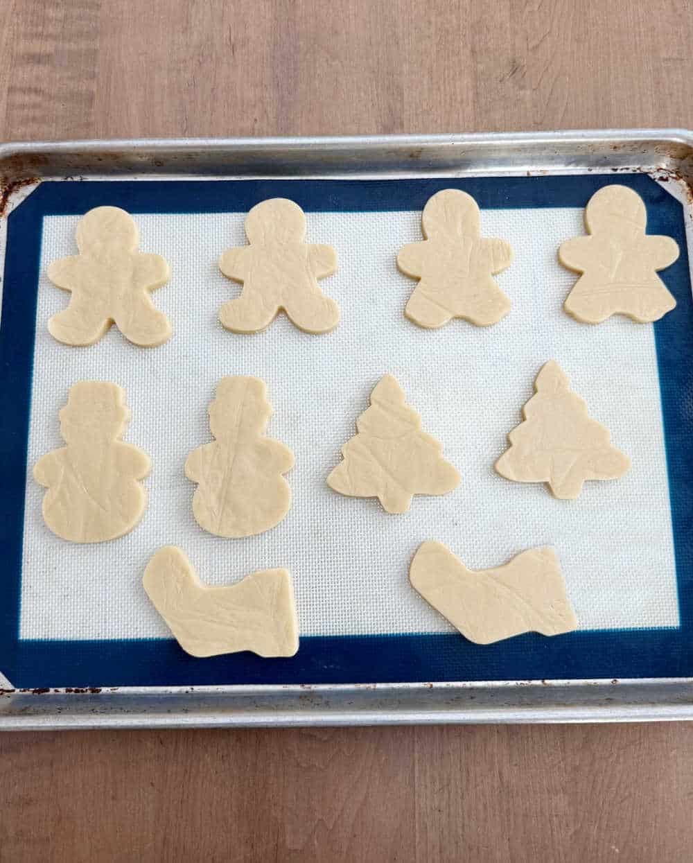 cut out shapes on baking sheet.