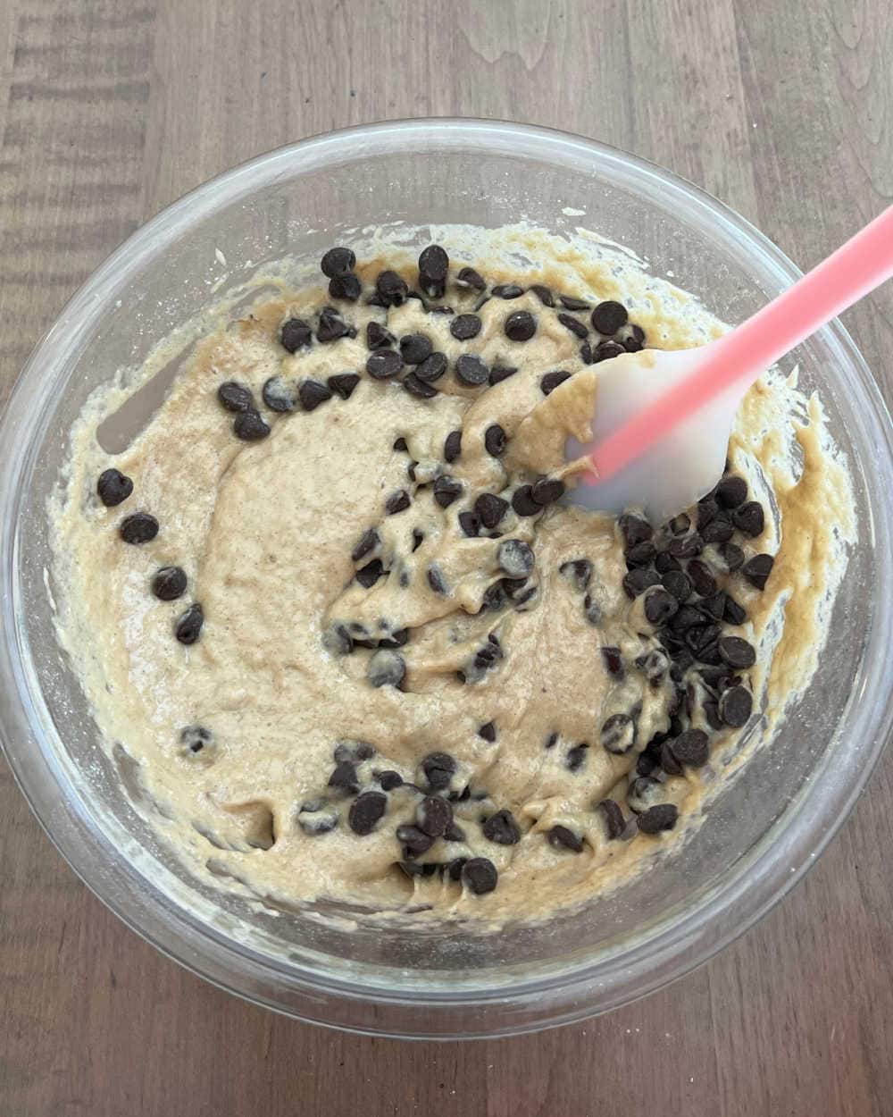 fold in chocolate chips with spatula.