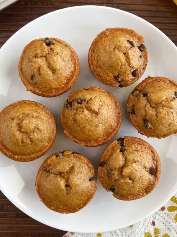 banana applesauce muffins on plate.