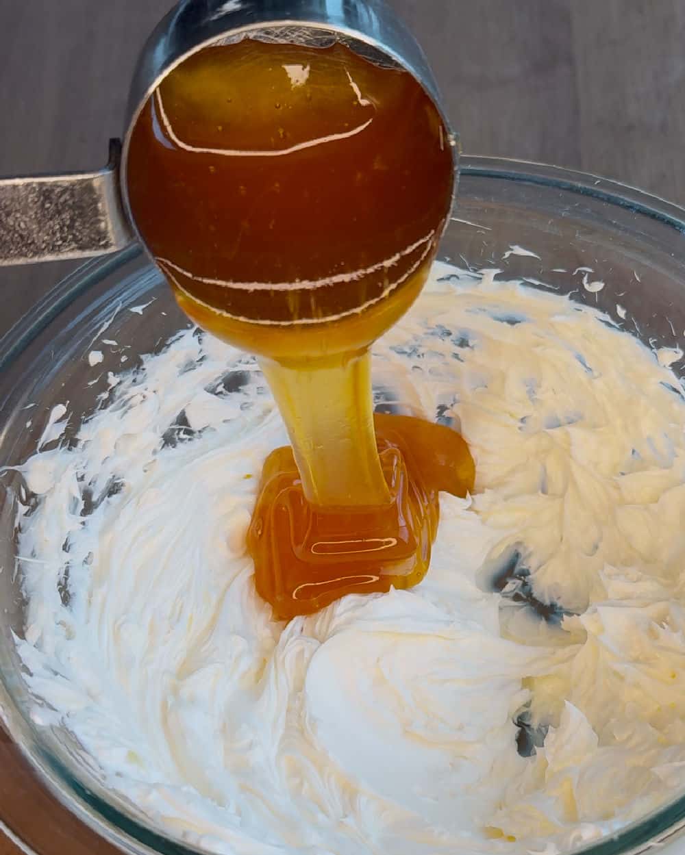 pour honey into bowl.