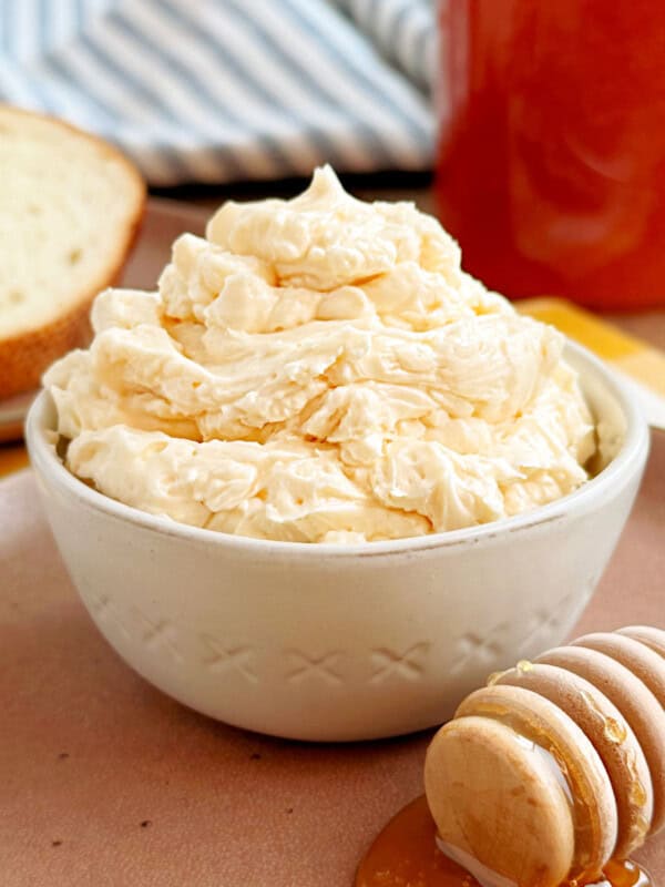 bowl of homemade honey butter.