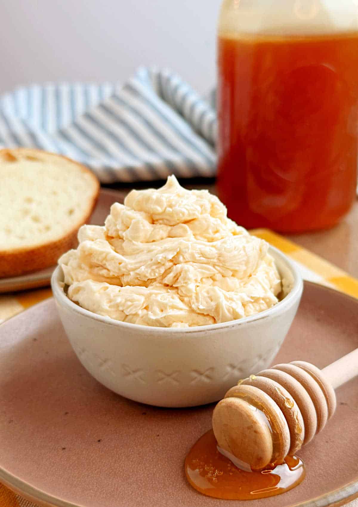 homemade honey butter in bowl on the table.