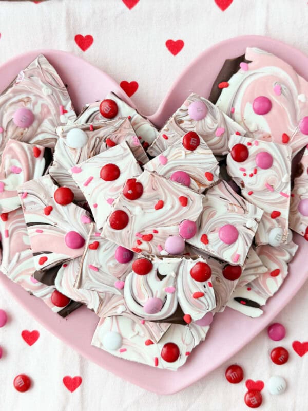 plate of Valentine's Day bark.