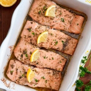 baked salmon with lemon butter and garlic