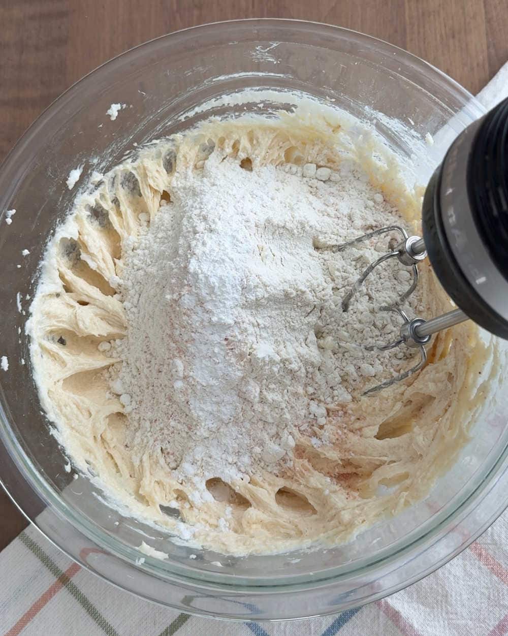 mix dough ingredients with mixer.