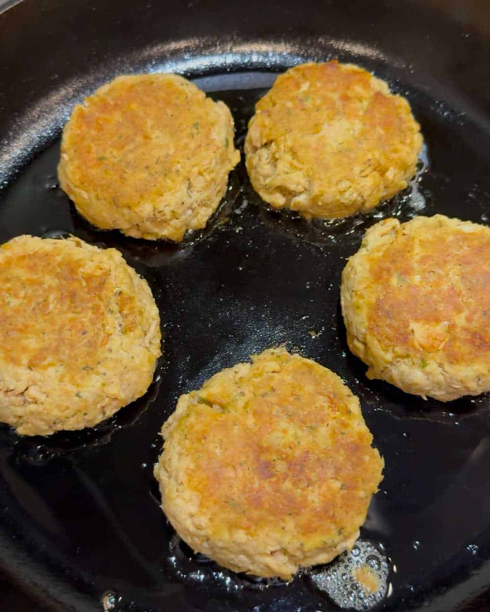 fry patties in pan.