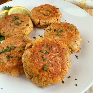 tuna patties with fresh parsley.