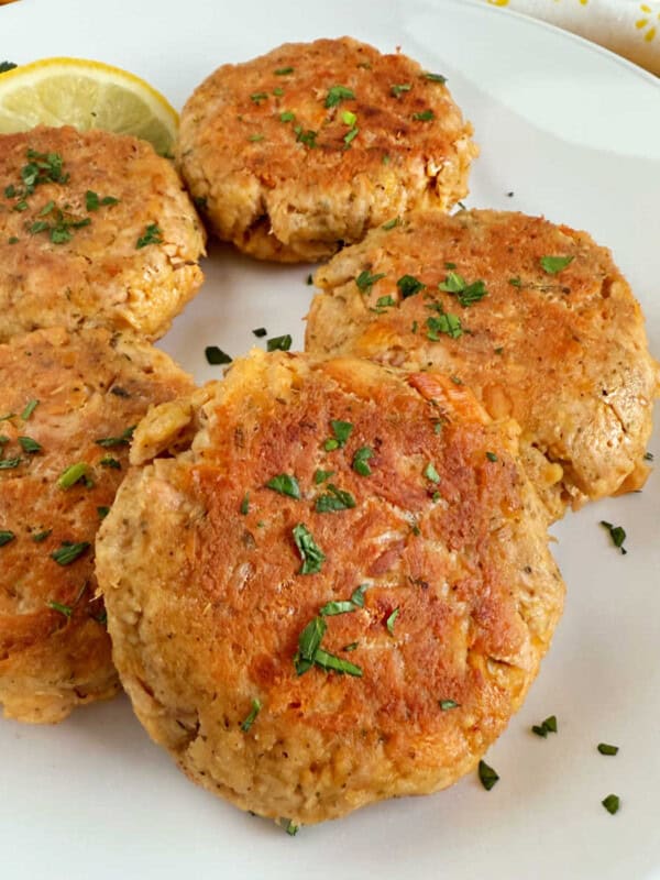 tuna patties with fresh parsley.